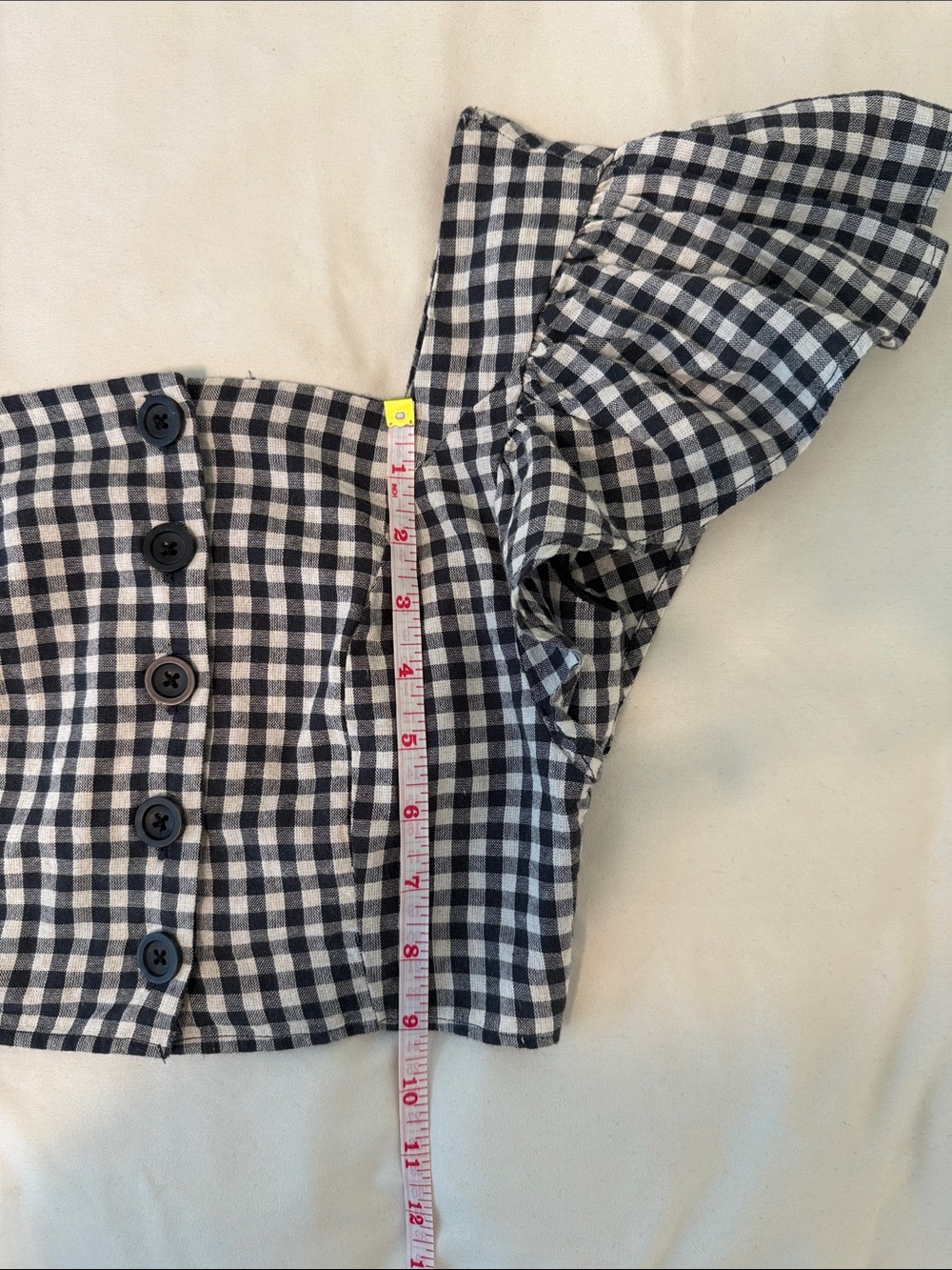 UO Rita Gingham Flutter Sleeve Cropped Top // XS - Picture 9 of 10
